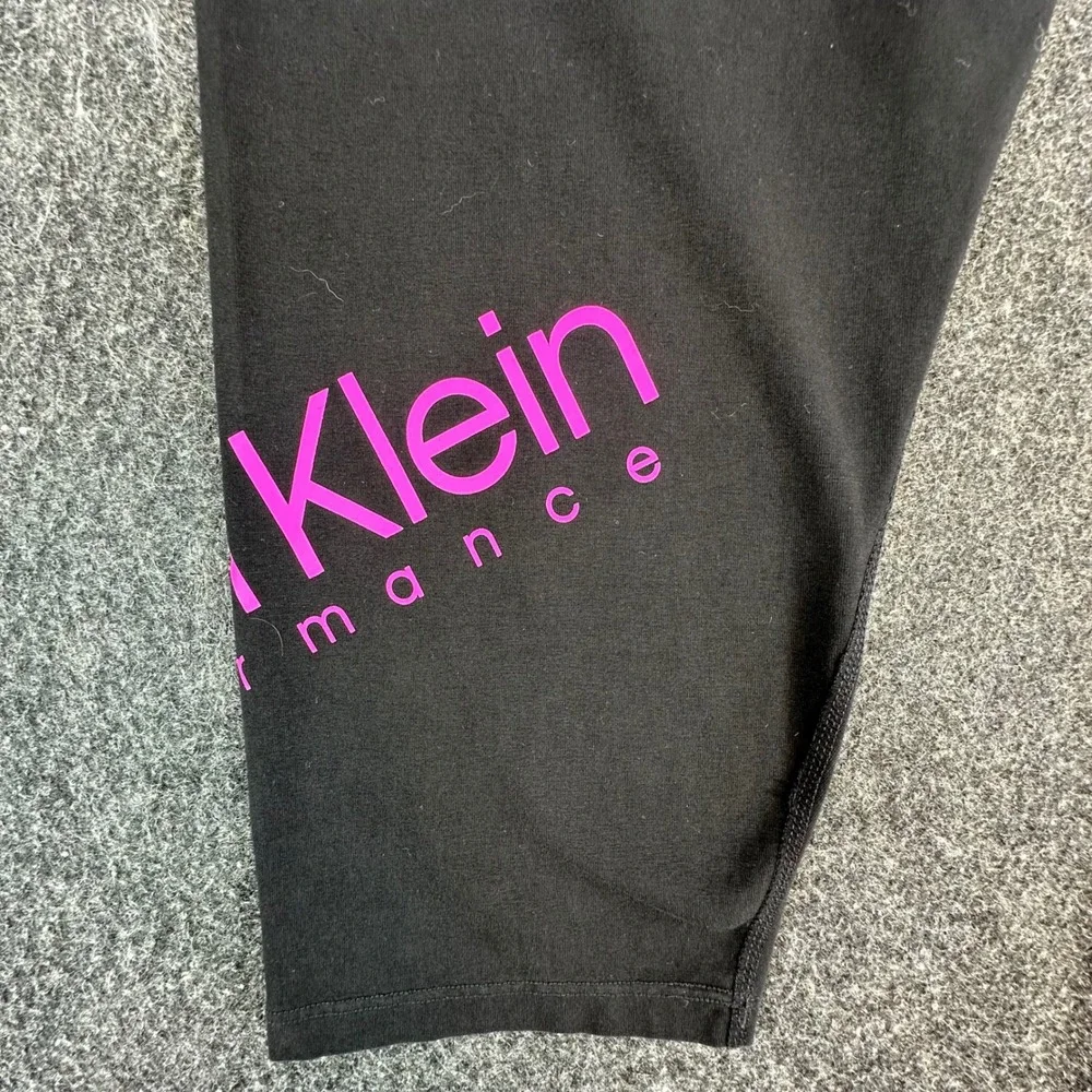 Calvin Klein Performance Leggings Womens 3X Black Cotton Stretch Capri Logo - Picture 9 of 9